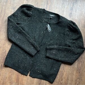 Express Chunky Knit Sweater Black Flecked Sequin Textured Cozy Oversized Large